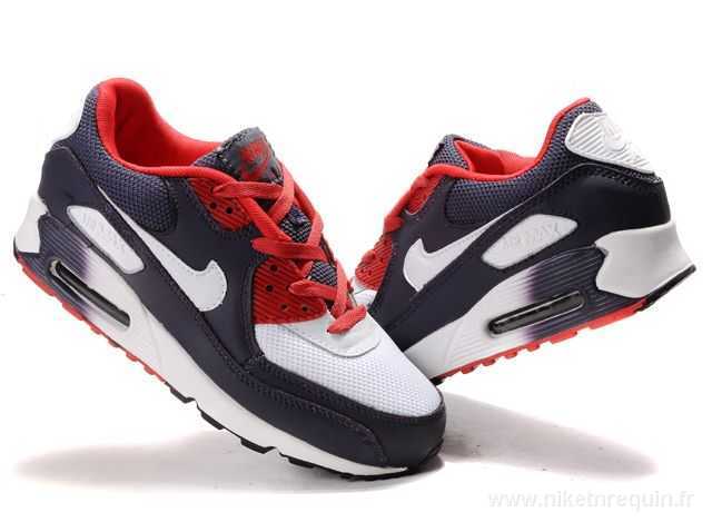 chaussures nike marine et blanc rouge Air Max 90 (1)